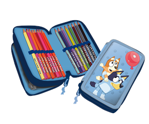 Skoleutstyr - Euromic Bluey 2-compartment filled pencil case A6 noteboo - 048208516-RPET