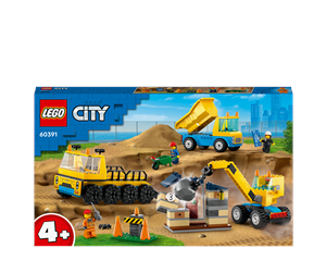 LEGO® - LEGO City 60391 Anleggsmaskiner og kran med rivningskule - 60391