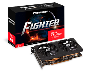 Grafikkort - PowerColor Radeon RX 7600 Fighter - 8GB GDDR6 RAM - Grafikkort - RX7600 8G-F