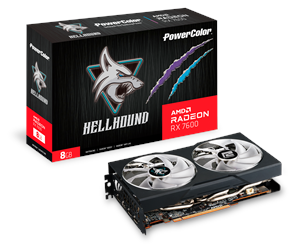 Grafikkort - PowerColor Radeon RX 7600 Hellhound - 8GB GDDR6 RAM - Grafikkort - RX7600 8G-L/OC