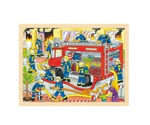 Puslespill - Goki Wooden Jigsaw Puzzle - Fire Brigade 48pcs. Tre - 57527