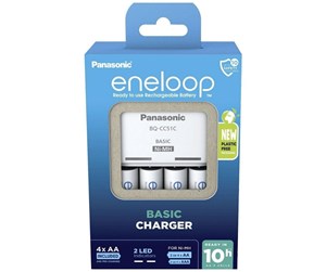 Batteri - Panasonic eneloop Basic BQ-CC51 battery charger - 4 x AA type - NiMH - Europlug - K-KJ51MCD40E