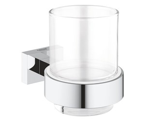 Baderomstilbehør - Grohe Essentials Cube Krystalglas med holder krom - 40755001