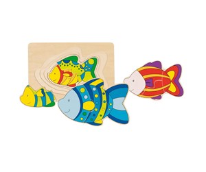 Puslespill - Goki Wooden 3-layer Puzzle Vis Tre - 57897