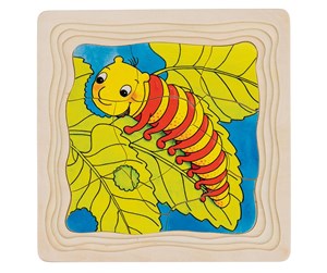 Puslespill - Goki Wooden Layer Puzzle - Butterfly Tre - 57523