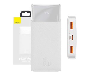 Nødlader - Baseus Bipow 10000mAh 20W - White Nødlader - Hvit - 10000 mAh - PPBD050502