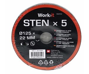 Vinkelsliper - Work>it Cutting Disc for Stone 5-pak - 56254