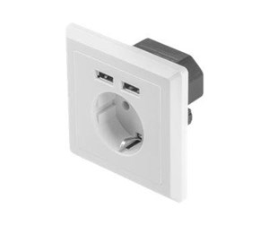 Socketer & bokser - Lanberg - power socket-outlet - 1 gang - 1 power socket 2 USB sockets - white RAL 9003 - AC-WS01-USB2-F