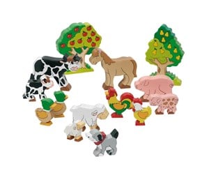 Treleker - Goki Wooden Farm Animals 14pcs. - 53034