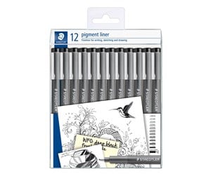 Skrive- & Tegneverktøy - Staedtler Fineliner pigment liner black 12pcs - 308-9 TB12