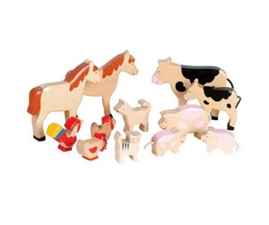 Treleker - Goki Wooden Farm Animal Set 12 pcs. - GK370