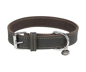 Hund - Trixie Greased Leather Collar Rustic L–XL: 57–66 cm/30 mm. grey - TX19051