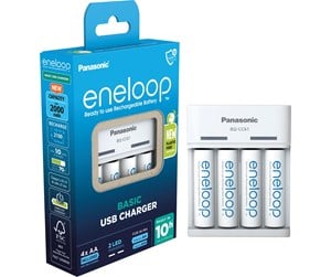 Batteri - Panasonic eneloop Basic BQ-CC61 battery charger - 4 x AA type - NiMH - K-KJ61MCD40USB