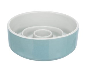 Hund - Trixie Slow Feeding Ceramic Bowl 0.45 l/ø 14 cm grey/blue - TX24520