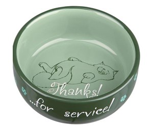 Katt - Trixie Ceramic Bowl Thanks for Service.0.3 l/ø 11 cm assorted colours - TX24793