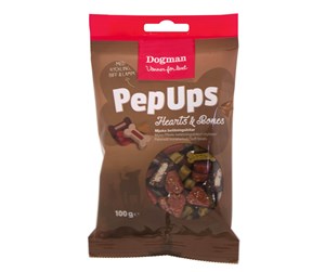 Hund - Dogman Pep Ups Hearts o Bones mix100g - 479536