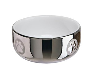 Katt - Trixie Ceramic Bowl cat 0.3 l/ø 11 cm silver/white - TX24799