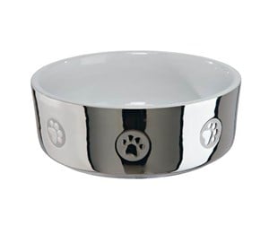 Hund - Trixie Ceramic Bowl dog 1.5 l/ø 19 cm silver/white - TX25085