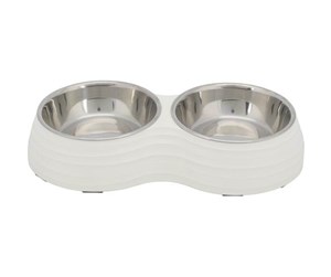 Hund - Trixie Bowl Set melamine/stainless steel 2x0.4 l/ø14cm/32x6x17cm - TX25184