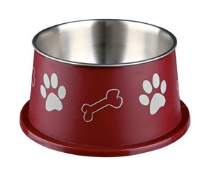 Hund - Trixie Long-Ear Bowl Stainless Steel/Plastic 0.9 l/ø 15 cm assorted colours - TX25247