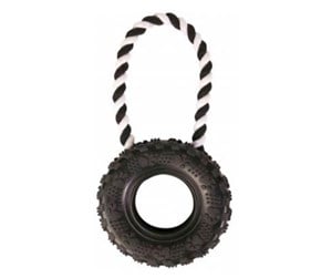 Hund - Trixie Dog Toy Tire on a Rope ø 15/31 cm black - TX33702