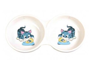 Katt - Trixie Double Bowl 2 × 0.15 l/ø 11 cm/23 × 3 × 11 cm 2pcs - TX4014