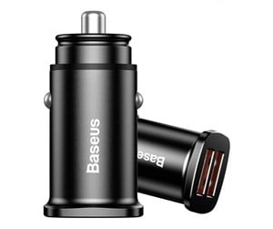 Mobil - Adaptere og ladere - Baseus Square Car Charger 2xUSB QC3.0 5A 30W (Black) - CCALL-DS01