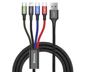 USB - Baseus Fast USB Cable 4in1 2xUSB-C / Lightning / Micro 3.5A 1.2m - Black - CA1T4-B01