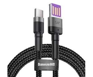 USB - Baseus Cafule USB-C Cable Huawei SuperCharge QC 3.0 5A 1m (Black+Gray) - CATKLF-PG1