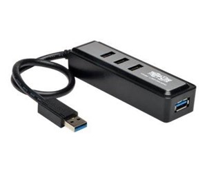 USB-hub - Tripp Lite Portable 4-Port USB 3.0 SuperSpeed Mini Hub with Built In Cable - hub - 4 ports USB-hub - 4 porter - Svart - U360-004-MINI