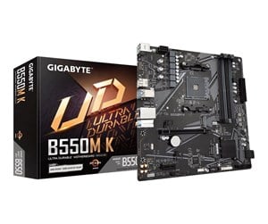 Hovedkort - GIGABYTE B550M K Hovedkort - AMD B550 - AMD AM4 socket - DDR4 RAM - Micro-ATX - B550M K