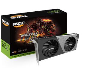 Grafikkort - Inno3D GeForce RTX 4060 Ti Twin X2 - 16GB GDDR6 RAM - Grafikkort *DEMO* - N406T2-16D6-178055N