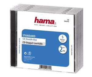 Lagrings-tilbehør - Hama Standard CD Double Jewel Case pack of 5 transparent/black - 44745