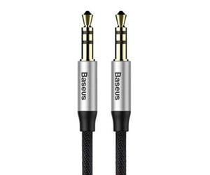 Lydkabel - Baseus Yiven Audio Cable Cable 3.5 male Audio M30 1.5M Silver+ Black - CAM30-CS1