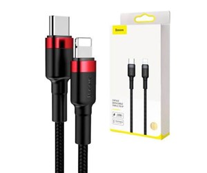 USB - Baseus Cafule Cable Type-C to iP PD 18W 1m Red+Black - CATLKLF-91