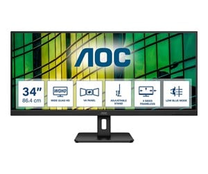 Skjerm - 34" AOC Essential-line U34E2M/BK - 3440x1440 - 100Hz - VA - U34E2M