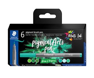 Skrive- & Tegneverktøy - Staedtler Pigment brush 371 "Greens & Turquoises" 6 pcs. Cardboard box - 371 C6-3