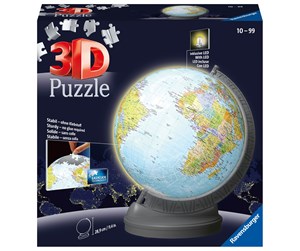 Puslespill - Ravensburger Globe With Light 540p 3D Puslespill - 10311549