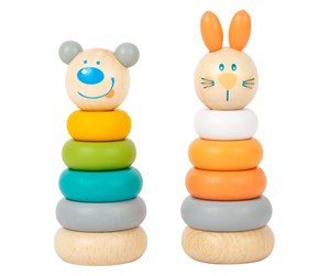 Babyleker - Small Foot - Wooden Stacking Tower Animal Pastel - 11714