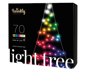 Smarthus - Twinkly Light Tree – Door Mounting Artificial Tree with 70 RGB + Warm White LEDs. 2 Meters. Black Wire. - TWWT050SPP-BEU