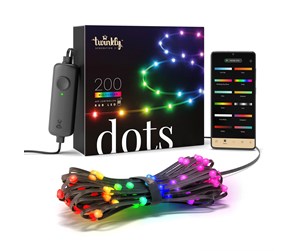 Smarthus - Twinkly Dots – 200 App-kontrollerte RGB LED-lysdioder, 10 m, svart ledning - TWD200STP-BEU