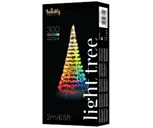 Smarthus - Twinkly Light Tree – 2 Meters Flag-pole Tree with 300 RGB + Warm White LEDs. Black Wire. Pole Included. - TWP300SPP-BEU