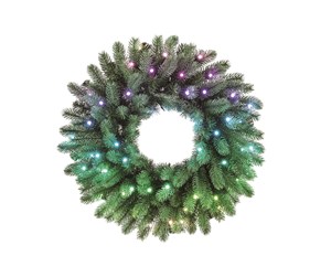 Smarthus - Twinkly Pre-Lit Wreath – 50 App-controlled RGB + Warm White LEDs. 60 cm Diameter. Green Wire. - TWR050SPP-BEU