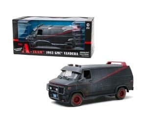 Modellbiler - Greenlight 1983 GMC Vandura Black Weathered Version with Bullet Holes the a-Team 1983-1987 TV Series 1:18 Diecast Model - 0810027490780