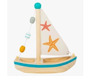 Babyleker - Small Foot - Bath Toy Wooden Sailboat Starfish - 11658