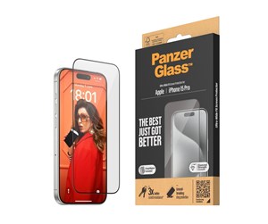 Mobil - Beskyttelsesglass - PanzerGlass Screen Protector iPhone 15 Pro | Ultra-Wide Fit w. EasyAligner - PANZER2810