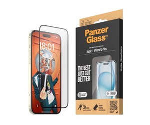 Mobil - Beskyttelsesglass - PanzerGlass Screen Protector iPhone 15 Plus | Ultra-Wide Fit w. EasyAligner - PANZER2811