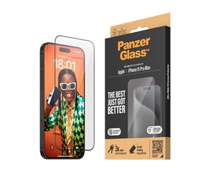 Mobil - Beskyttelsesglass - PanzerGlass Screen Protector iPhone 15 Pro Max | Ultra-Wide Fit w. EasyAligner - PANZER2812