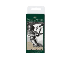 Skrive- & Tegneverktøy - Faber Castell 6 Pitt Artist Pens Black - 167154