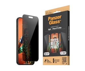 Mobil - Beskyttelsesglass - PanzerGlass Privacy Screen Protector iPhone 15 Pro Max | Ultra-Wide Fit w. EasyAligner - PANZERP2812